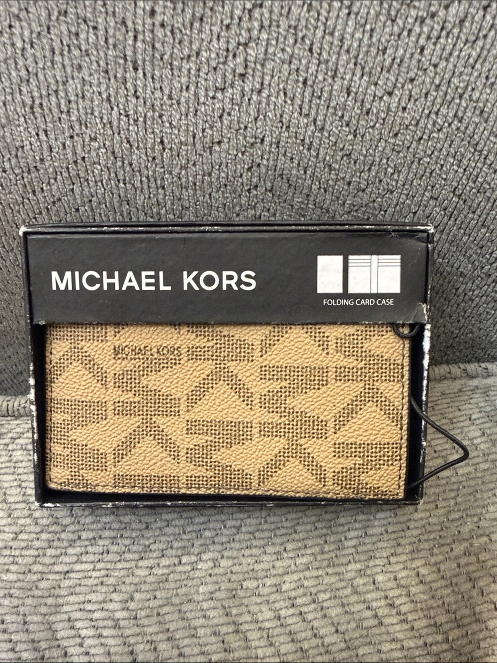 Michael Kors Tan/Brown Monogram Folding Card Case